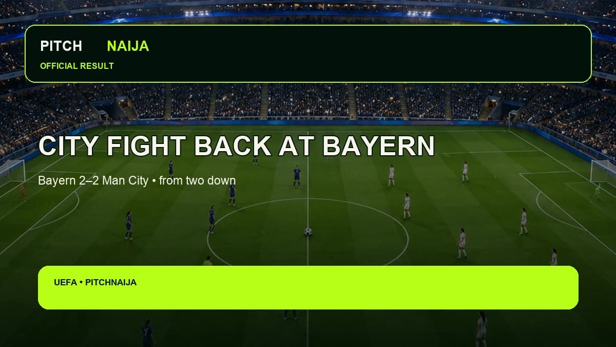 AI editorial image of anonymous blue footballers responding in a floodlit European stadium