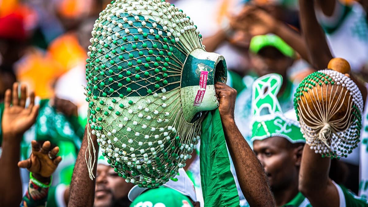 Nigeria supporters at the 2024 Africa Cup of Nations final; a licensed archival editorial photograph, not a current squad photograph.
