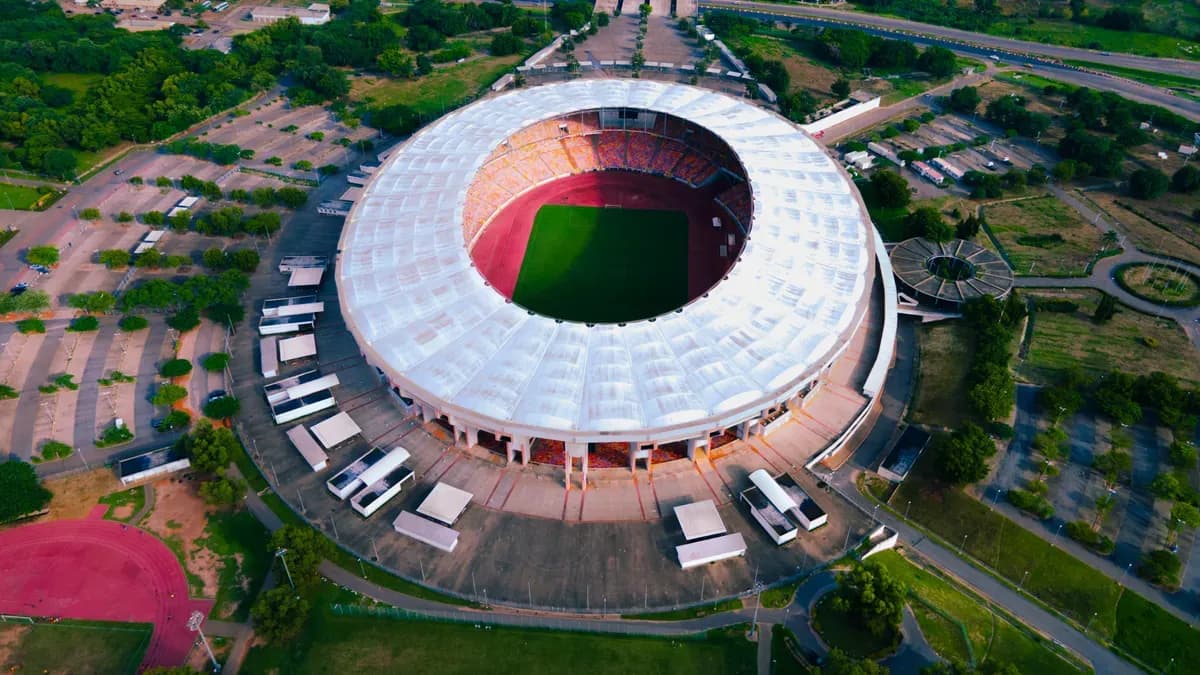 Archive: Abuja stadium in July 2024; a venue illustration, not a photograph of the current youth camp.