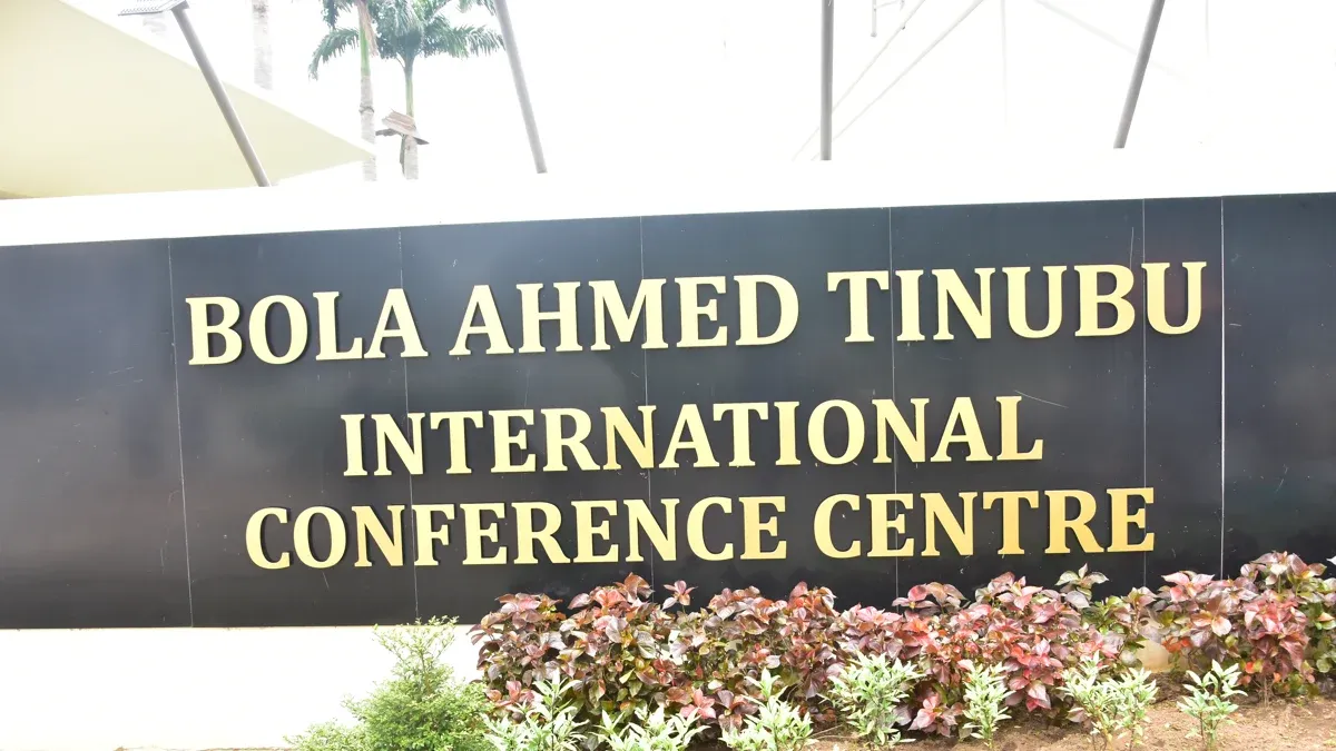 Archive photograph of the Bola Ahmed Tinubu International Conference Centre in Abuja, photographed in July 2026; not a photograph of the CAF inspection.