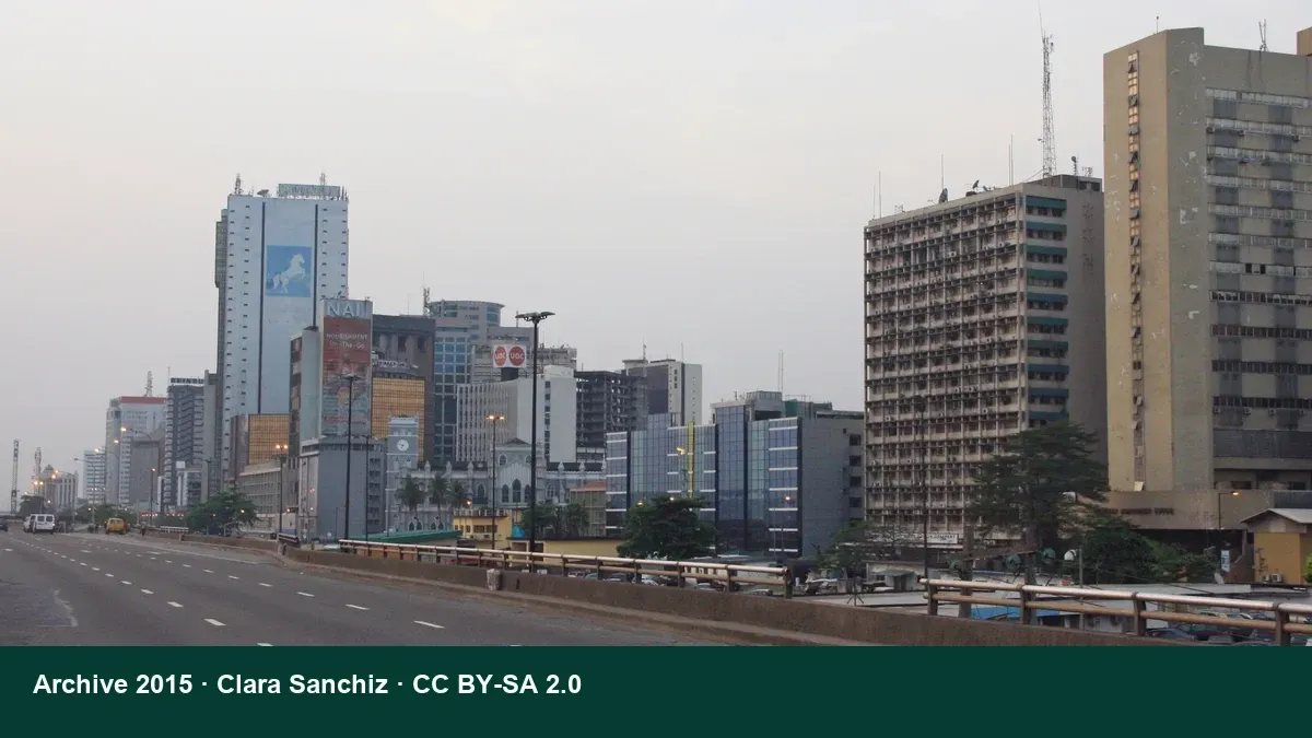 Archive photograph of the Lagos skyline in 2015, not the current CAF inspection or a confirmed awards venue.