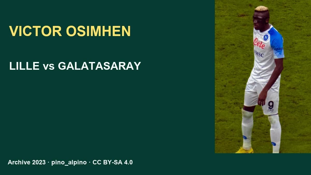 Archive photograph of Victor Osimhen in Napoli colours in 2023, not a current Galatasaray team photograph.