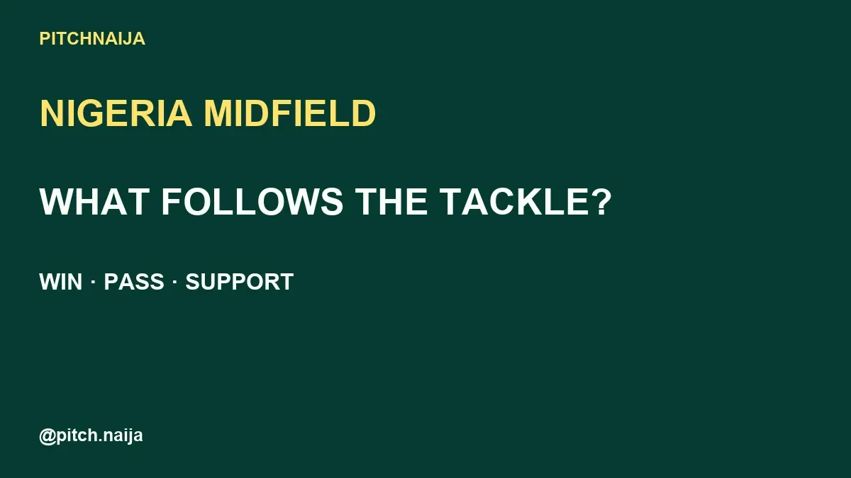 Original PitchNaija Nigeria midfield graphic asking what follows the tackle: win, pass, support.