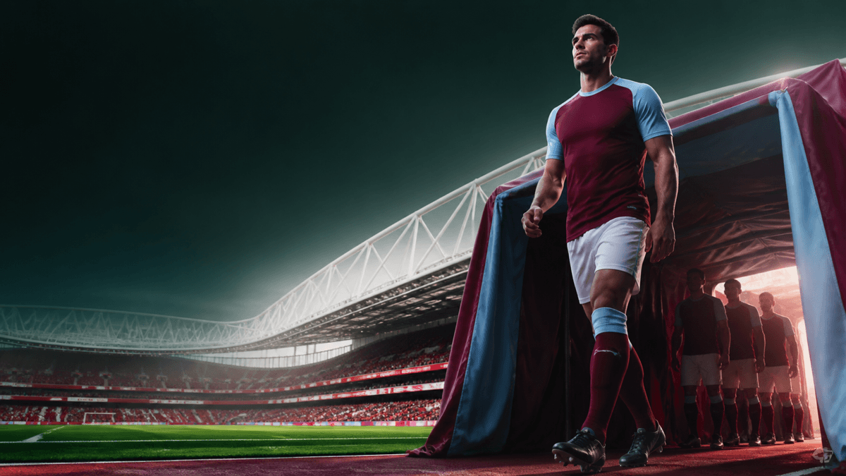 AI-generated editorial illustration of a generic defender entering a red stadium