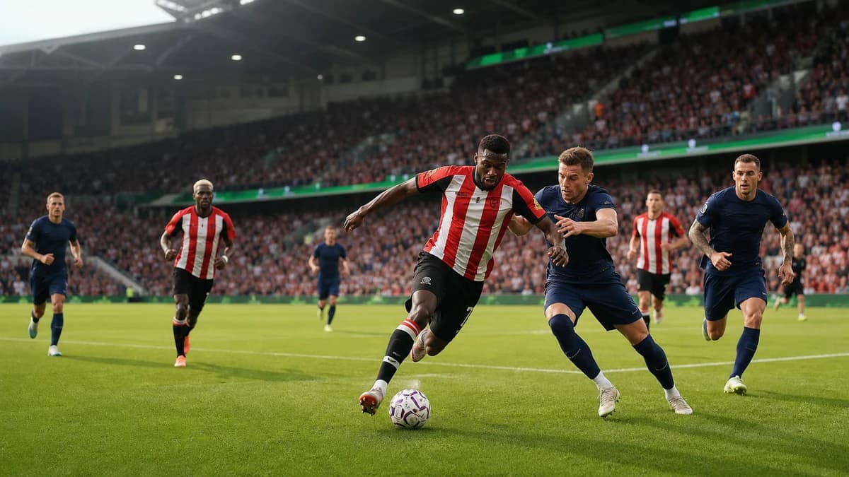 AI-generated editorial football action in red-and-white and navy colours